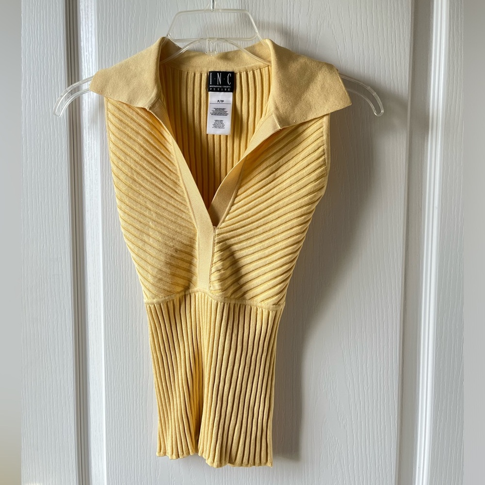 INC Yellow Petite Knit Top